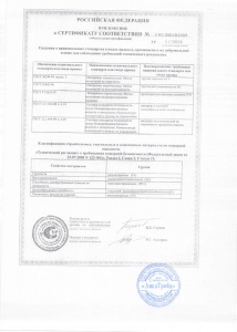 Сертификат соответствия на монолитный пликарбонат марки NOVATTRO